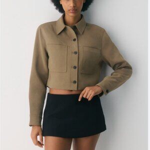 Wilfred Cropped Utility Jacket in Olive Brown